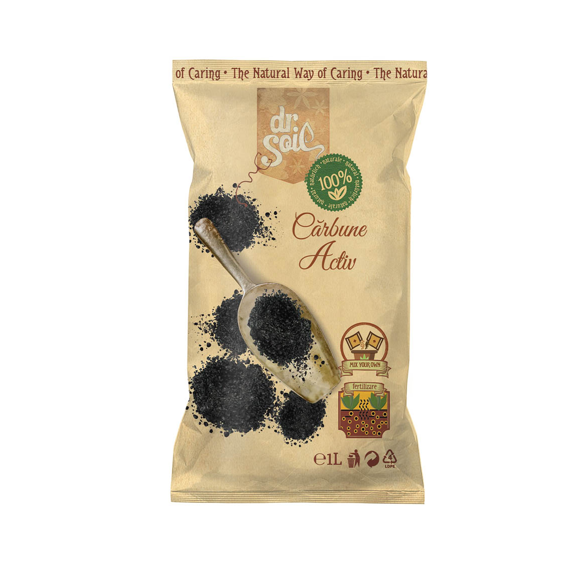 Biochar Dr.Soil, carbune vegetal activat pentru horticultura la punga de 1L