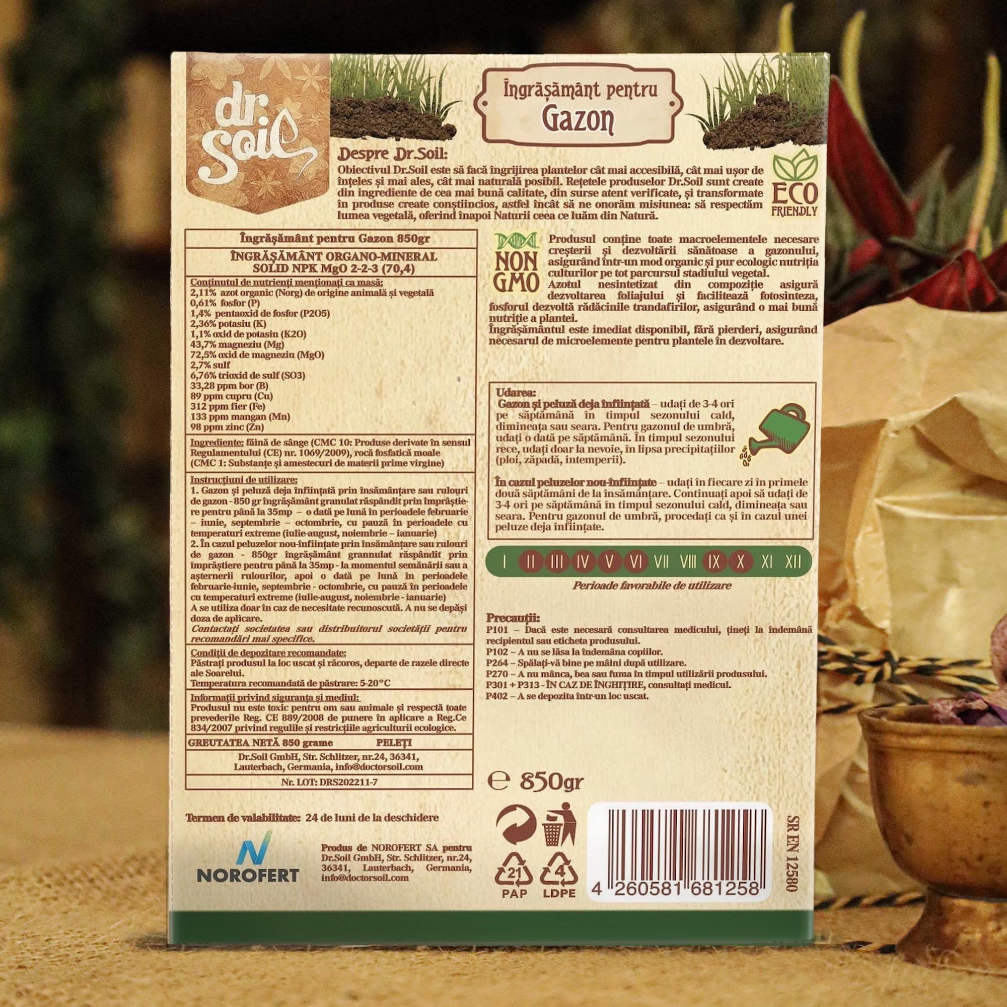 Ingrasamant granulat organic Dr.Soil pentru gazon, la cutie de 850gr, pentru uz hobby - imagine 6