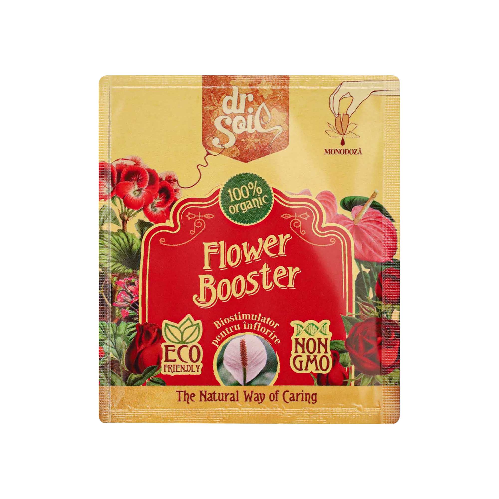 Dr.Soil FLOWER BOOSTER, biostimulator cu rol de stimulare a infloririi, monodoza de 10ml pentru 1L de solutie pentru pulverizat