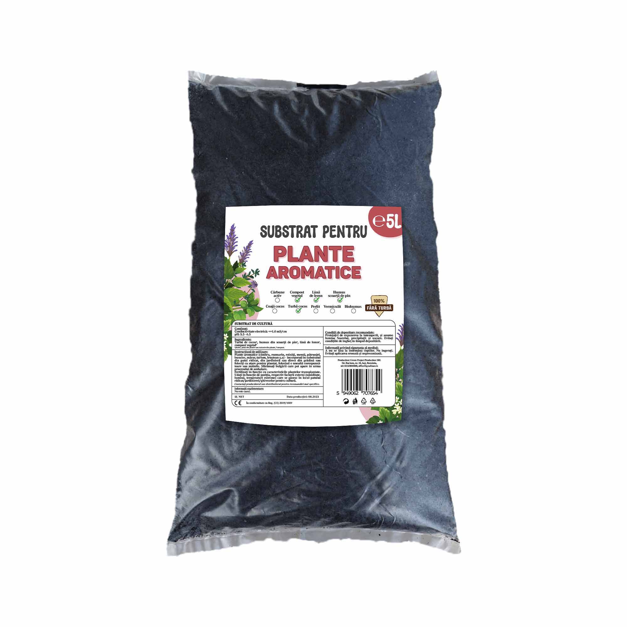 Substrat fara turba pentru Plante aromatice, reteta vegana - la sac de 5L